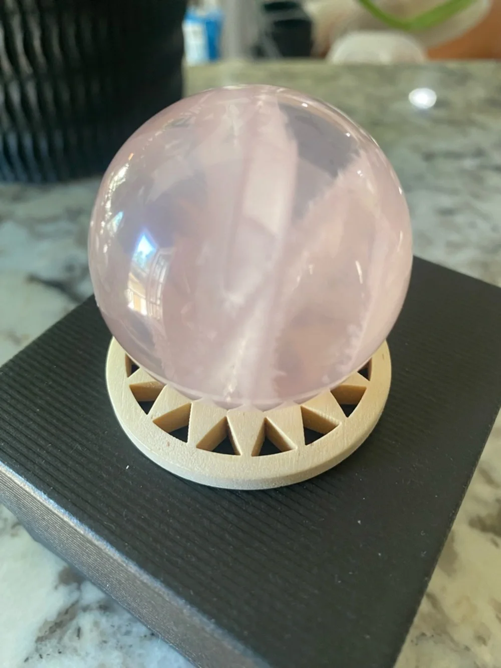 Rose Quartz Crystal Sphere with Starflash - Picture 8 of 12